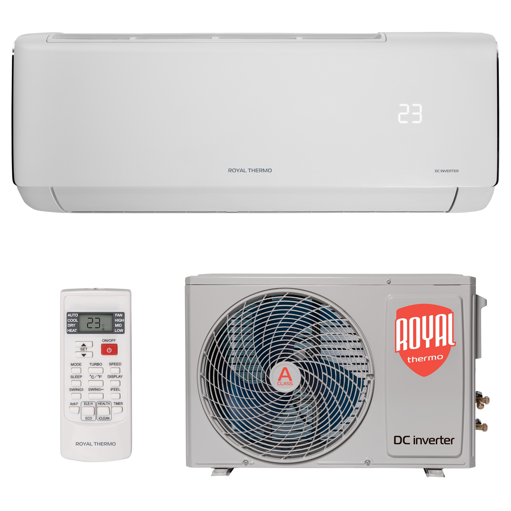 Сплит-система инверторного типа Royal Thermo Milano DC RTMI-07HN1 комплект - внешний вид, блок, пульт
