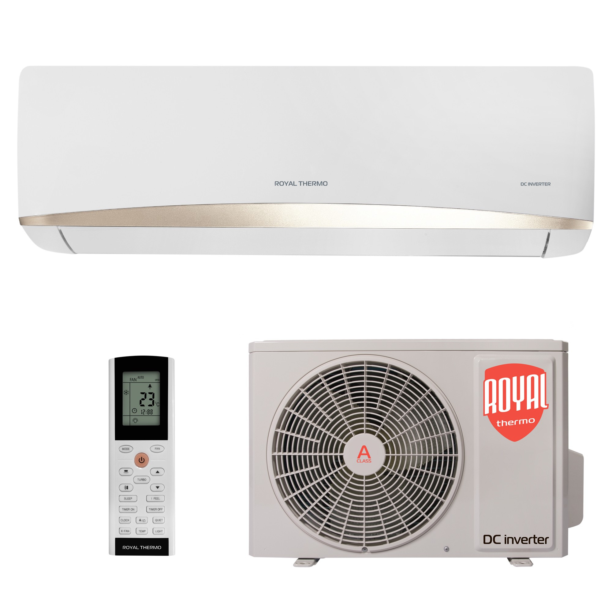 Сплит-система инверторного типа Royal Thermo Perfecto DC RTPI-09HN8 комплект - внешний вид, блок, пульт