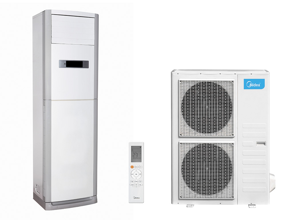 Напольный кондиционер Midea MFJ-48ARN1-R/MOU-48HN1-LRR - внешний вид, блок, пульт