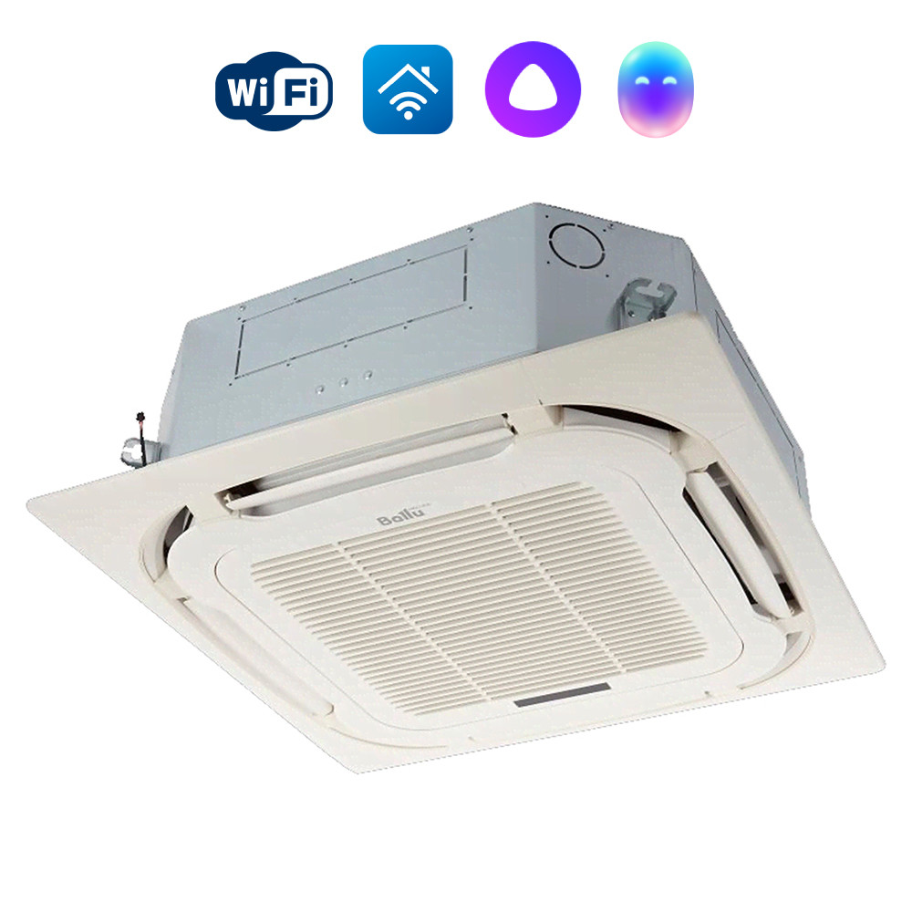 Комплект Ballu Machine BLC_C-36HN1_21Y полупромышленной сплит-системы, кассетного типа - внешний вид, блок, пульт