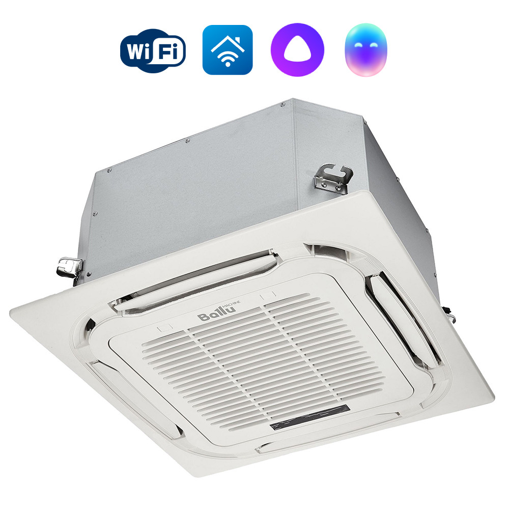 Комплект Ballu Machine BLC_C-12HN1_21Y (compact) полупромышленной сплит-системы, кассетного типа - внешний вид, блок, пульт